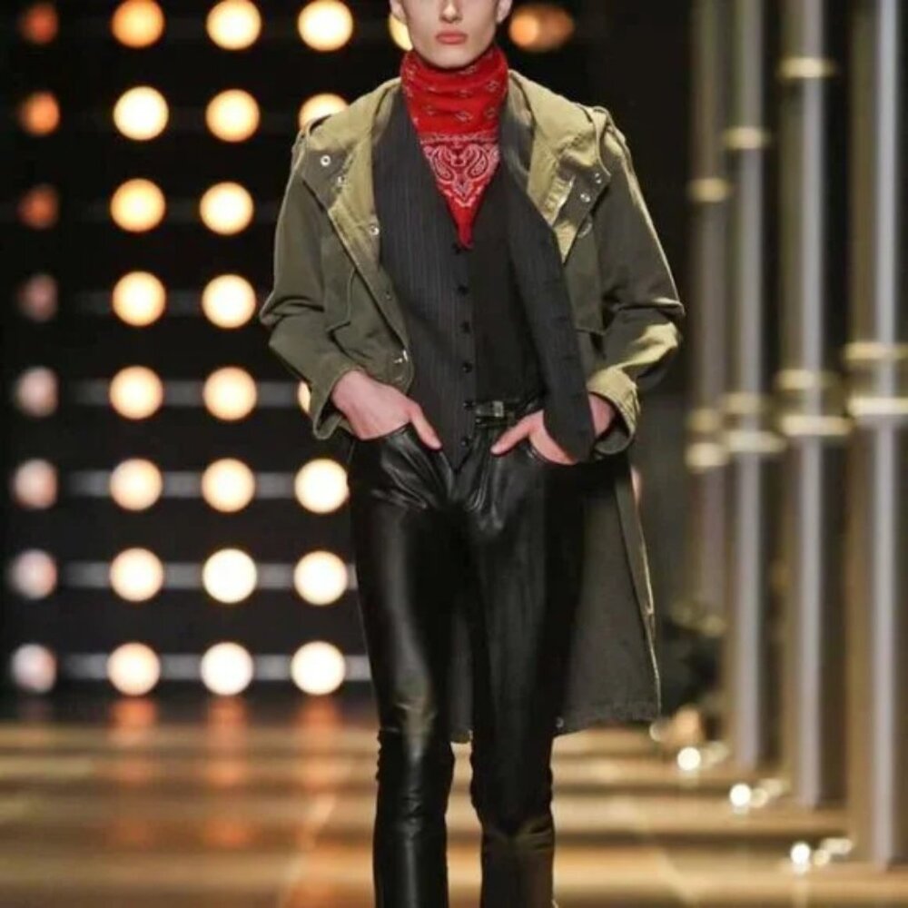 Saint Laurent SS/14 Khaki Gabardine Fishtail Military Parka